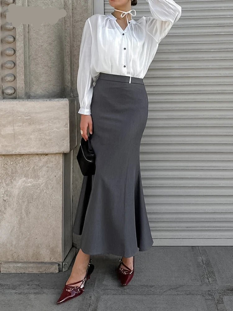 Elegant Gray Turmpet Skirts For Women